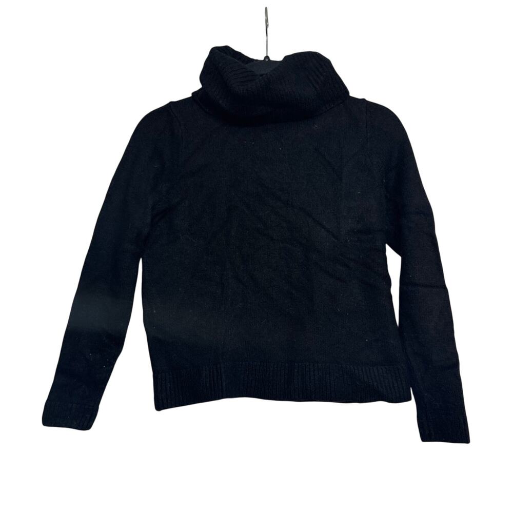J.Crew Women's Sweater Black Merino Wool Blend Turtleneck Small‎ Top Cozy Fall